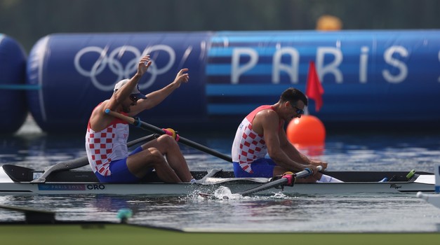 02.08.2024., Pariz, Francuska - Olimpijske igre 2024., finalna utrka u disciplini dvojac bez kormilara na kojoj nastupaju Martin i Valent Sinkovic. Braca Sinkovic osvojila su zlato Photo: Igor Kralj/PIXSELL